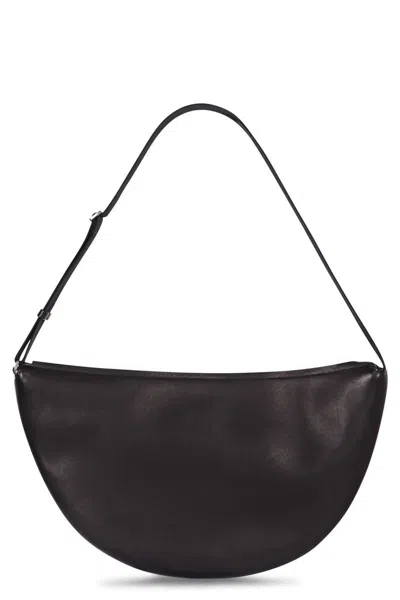 The Row Leather Shoulder Bag In Black