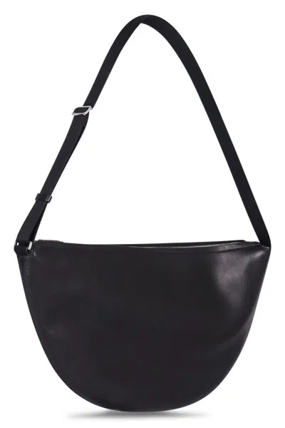 The Row Leather Shoulder Bag In Black