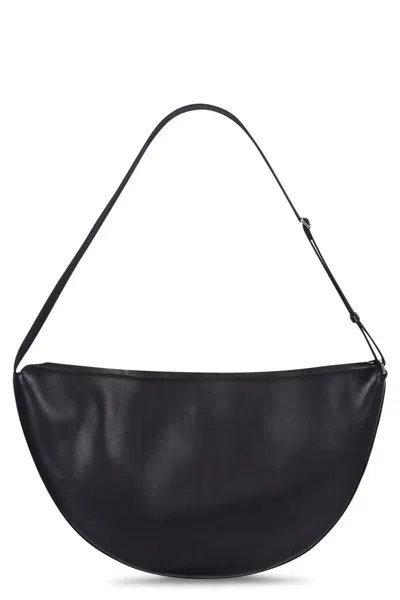 The Row Leather Shoulder Bag In Black