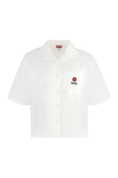 Kenzo Short Sleeve Cotton Shirt In White