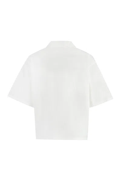Kenzo Short Sleeve Cotton Shirt In White