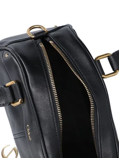 Chloé Chloe Small Charm-embellished Leather Top Handle Bag In Black