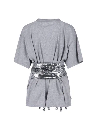 Mm6 Maison Margiela Gloves Crewneck T-shirt In Gray