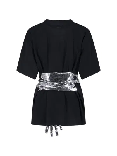 Mm6 Maison Margiela Black Cotton T-shirt With Gloves In Black