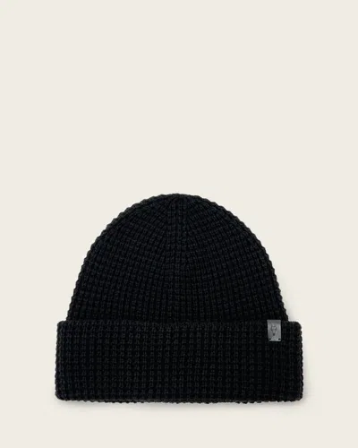 Allsaints Wool/polyester Iggy Beanie Hat In Black