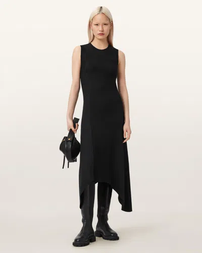 Allsaints Cotton Gia Slim Fit Maxi Dress In Black