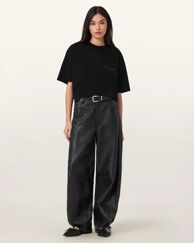 Allsaints Cotton Underground Etta Oversized T-shirt In Black
