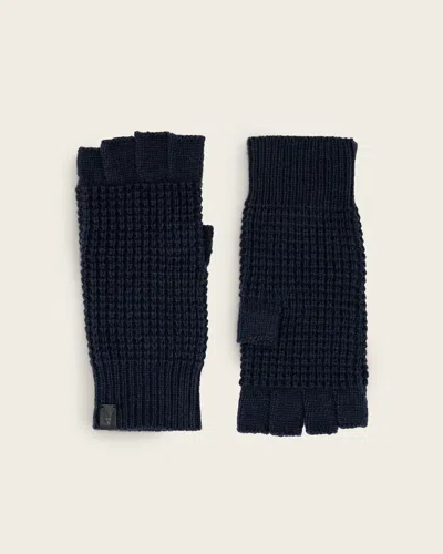 Allsaints Wool/polyester Iggy Fingerless Gloves In Blue