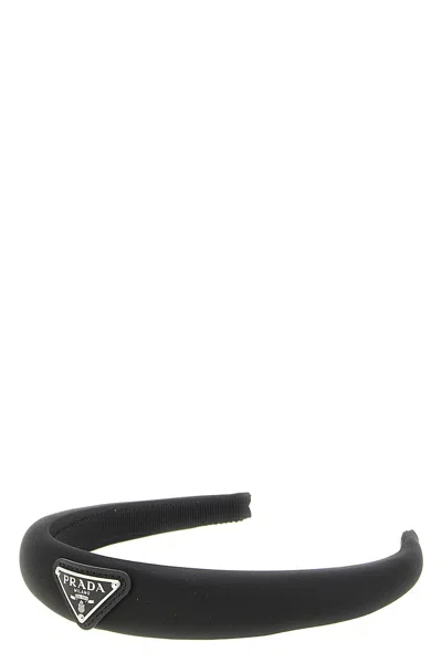 Prada Logo Headband In Black