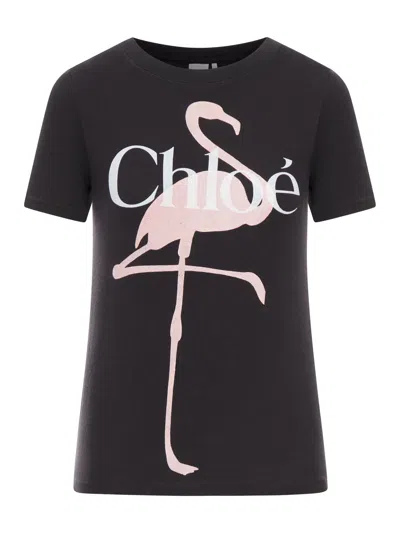 Chloé Baby Fit T-shirt With Logo In Cotton Jersey In Black