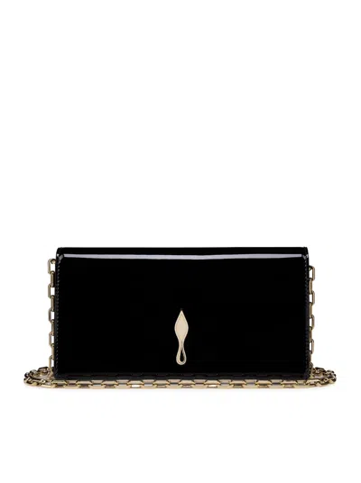 Christian Louboutin Rectangular Clutch Bag Chain Strap Metal Hardware In Black