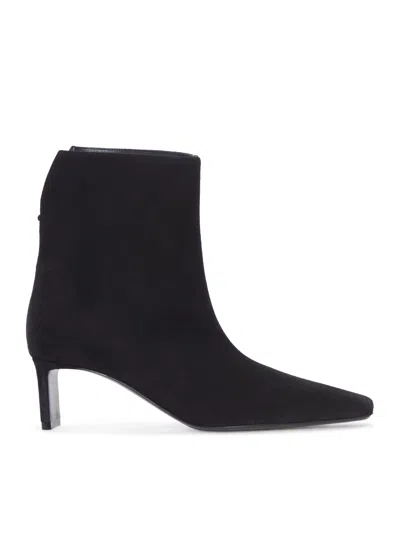 Khaite Black Suede Ankle Boots In Black