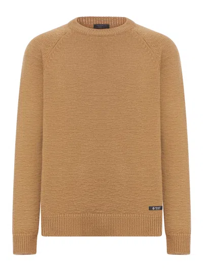 Prada Crew Neck Sweater In Virgin Wool In Brown