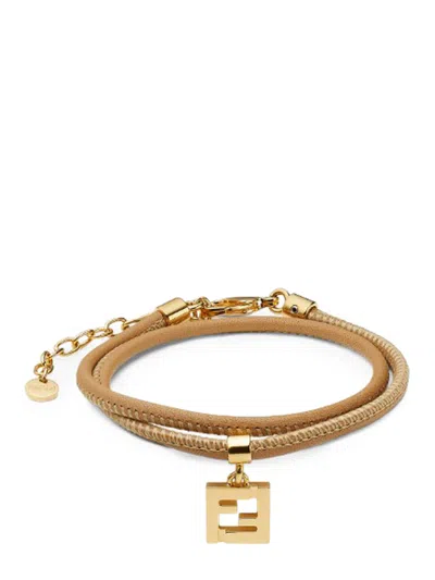 Fendi Forever Leather Bracelet In Brown
