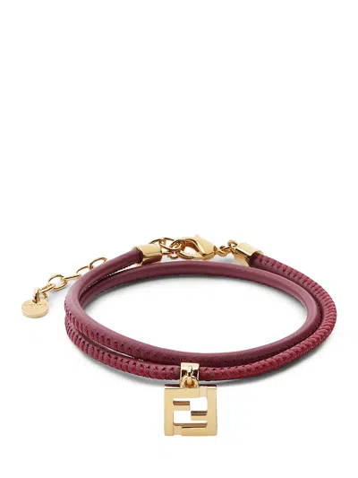 Fendi Forever Leather Bracelet In Red