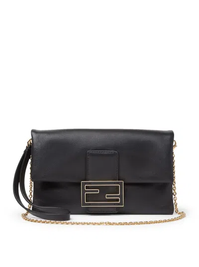 Fendi Nappa Leather Baguette Mom Pouch In Black