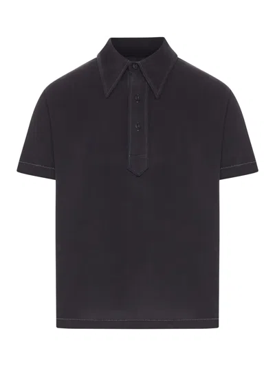 Maison Margiela Polo Shirt In Stretch Technical Fabric In Black