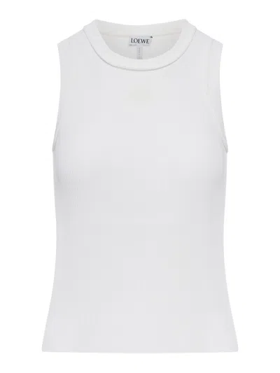 Loewe Ribbed Top With Anagram Embroidery In White