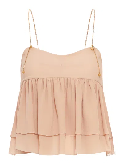 Chloé Tiered Ruffle Organic Silk Georgette Babydoll Top In Multi
