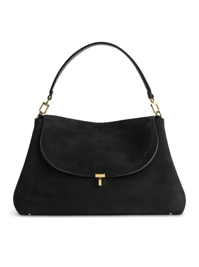 Totême T-lock Suede Bag In Black