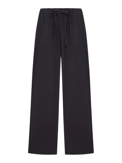 Totême Wool Trousers With Drawstring In Black
