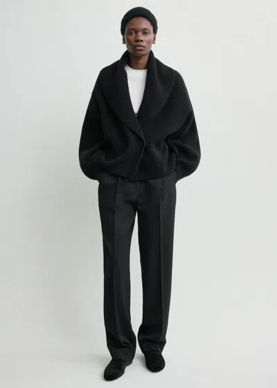 Totême Toteme Wool Knit Scarf-lapel Cardigan With Double-breasted Design In Black