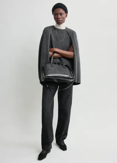 Totême Crew Cape Knit Dark Grey In Black