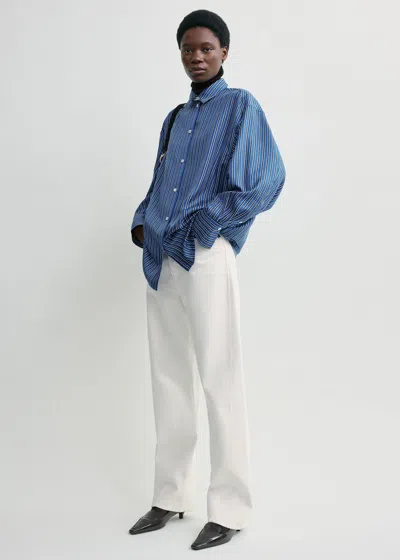 Totême Toteme Oversize Stripe Silk Button-up Shirt In Multi