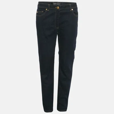 Pre-owned Versace Navy Blue Denim Skinny Jeans L/waist 31"