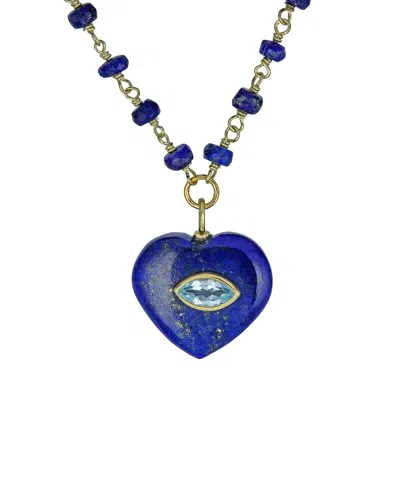 Rachel Reinhardt 14k Over Silver Gemstone Heart Necklace In Multi