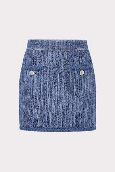Milly Soleil Pinstripe Knit Skirt In Blue
