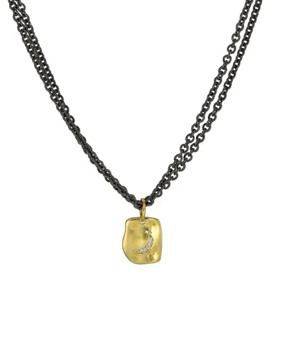 Rachel Reinhardt 14k Over Silver Moon Pendant Necklace In Black