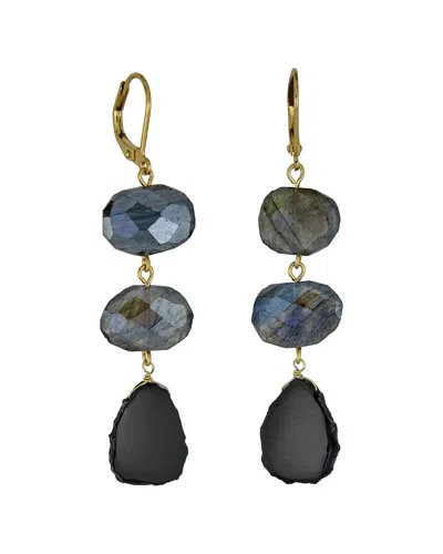 Rachel Reinhardt Gemstone Linear Earrings In Black