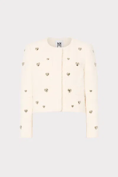 Milly Phoebe Heart Applique Jacket In Neutral