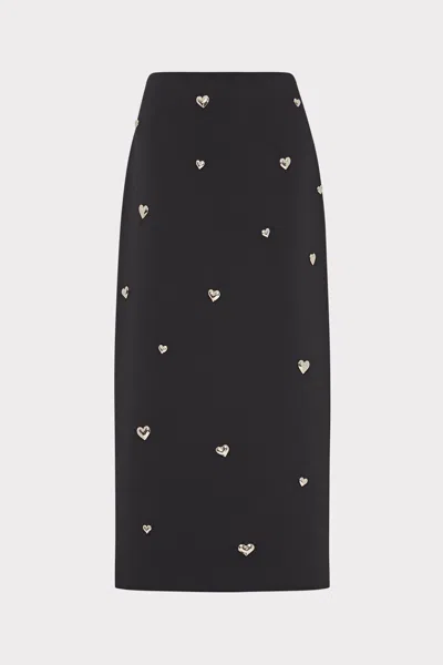 Milly Syra Heart Applique Maxi Skirt In Black