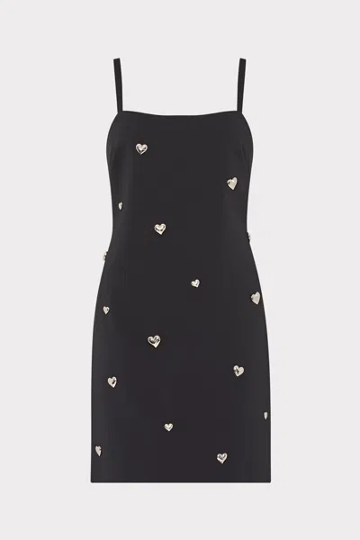 Milly Colette Heart Applique Mini Dress In Black
