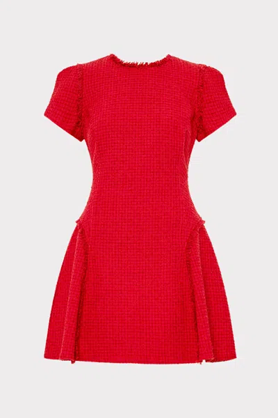 Milly Samara Boucle Mini Dress In Red