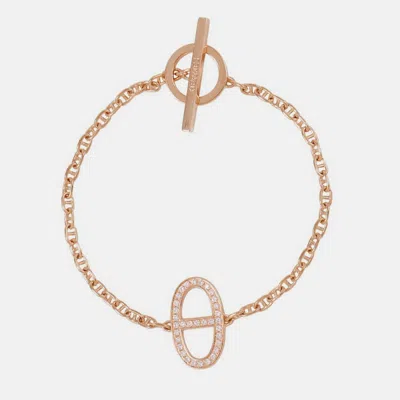 Pre-owned Hermes Chaine D'ancre Contour Bracelet Size Xs 18k Pink Gold