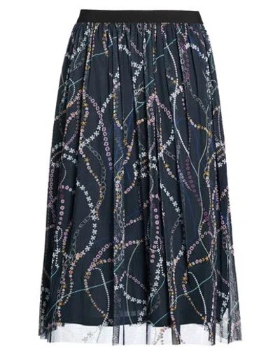Iblues I Blues Woman Midi Skirt Midnight Blue Size 10 Polyester In Multi