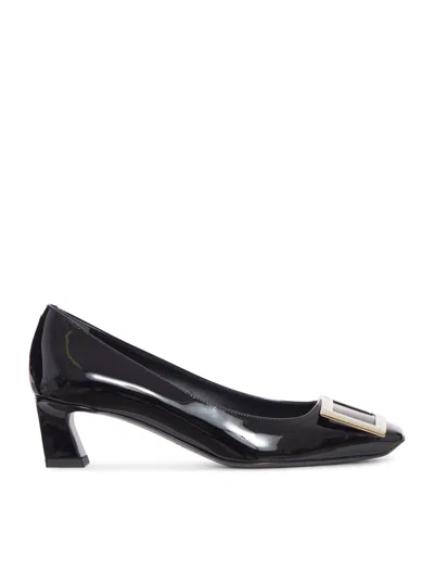 Roger Vivier Belle Vivier Trompette Leather Ballerina Shoes In Black