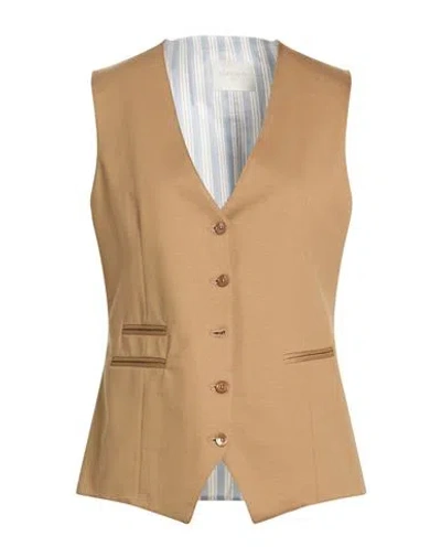 Circolo 1901 Woman Tailored Vest Khaki Size 8 Cotton, Elastane In Multi