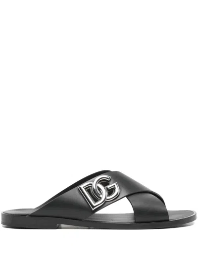 Pre-owned Dolce & Gabbana Leather Sandals In Black