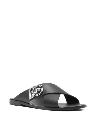 Pre-owned Dolce & Gabbana Leather Sandals In Black