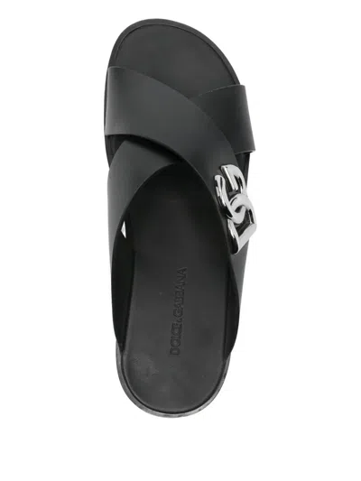 Pre-owned Dolce & Gabbana Leather Sandals In Black
