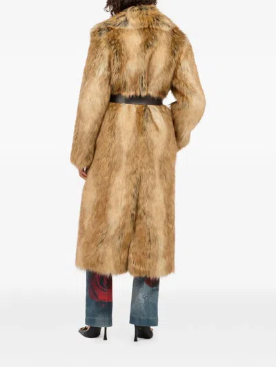 Roberto Cavalli Faux Fur Coat In Brown