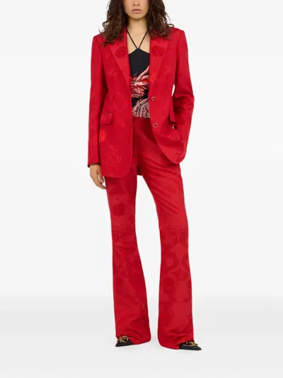 Roberto Cavalli Dragon-pattern Button-fastening Blazer In Red
