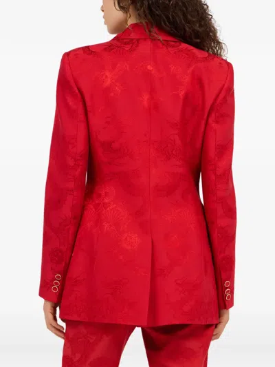 Roberto Cavalli Dragon-pattern Button-fastening Blazer In Red