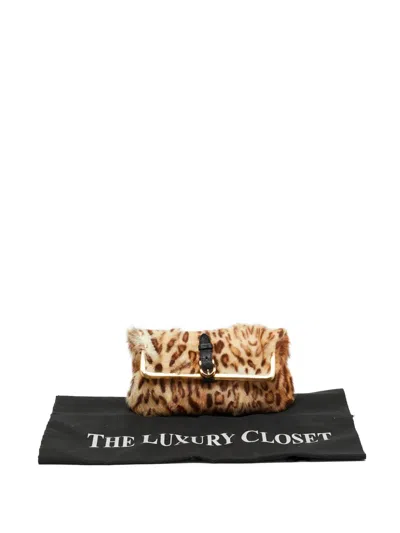 Pre-owned Jimmy Choo Leopard-print Clasp Clutch Bag In Neutral