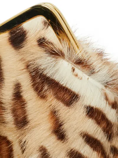 Pre-owned Jimmy Choo Leopard-print Clasp Clutch Bag In Neutral