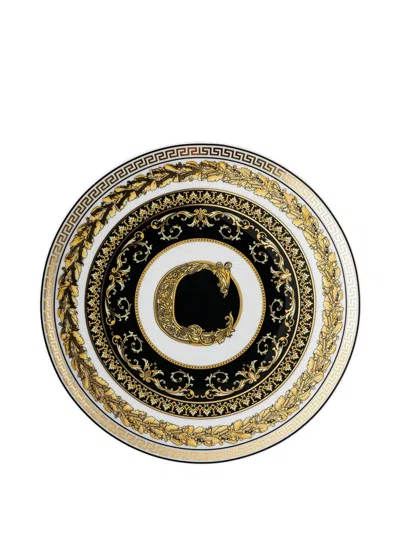 Versace Home Virtus Alphabet C Decorated Plate In Black